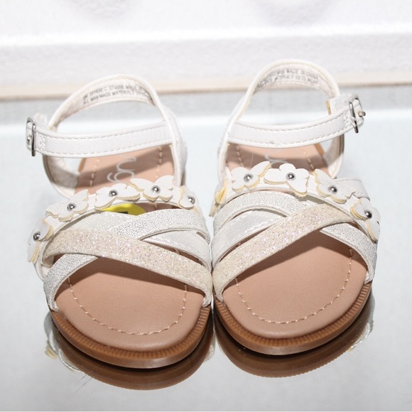 Sugar Toddler Girls Lil Syrup Flat Sandals Size 5 White flowers - Picture 4 of 9
